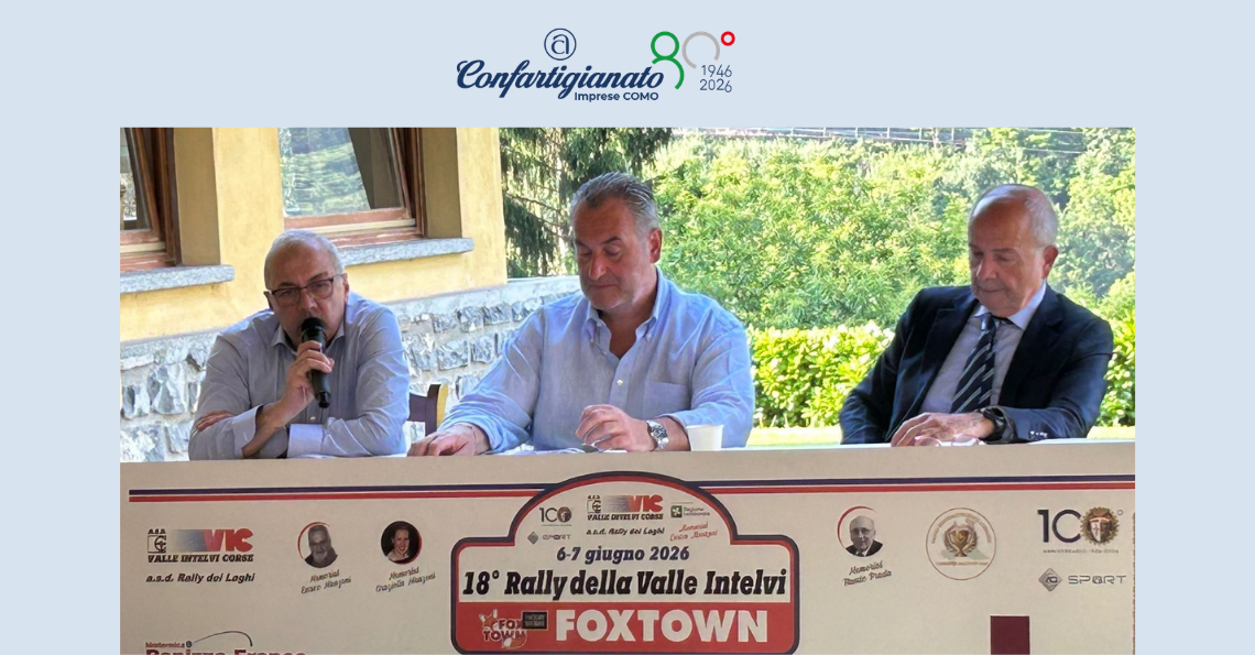 RALLY VALLE INTELVI 2026, CONFARTIGIANATO COMO AL FIANCO DELLA MANIFESTAZIONE
